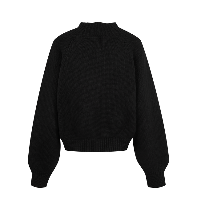 Image 2 of 2 - BLACK - Khaite Women's Cain Sweater is crafted from luxurious Italian cashmere and features a lightweight silhouette with a softly rounded shape. Designed with fashioning details, ribbed trims at the hem and cuffs, and a refined split neckline for an elevated finish. Main Material: 100% Cashmere. Made in Italy. 
