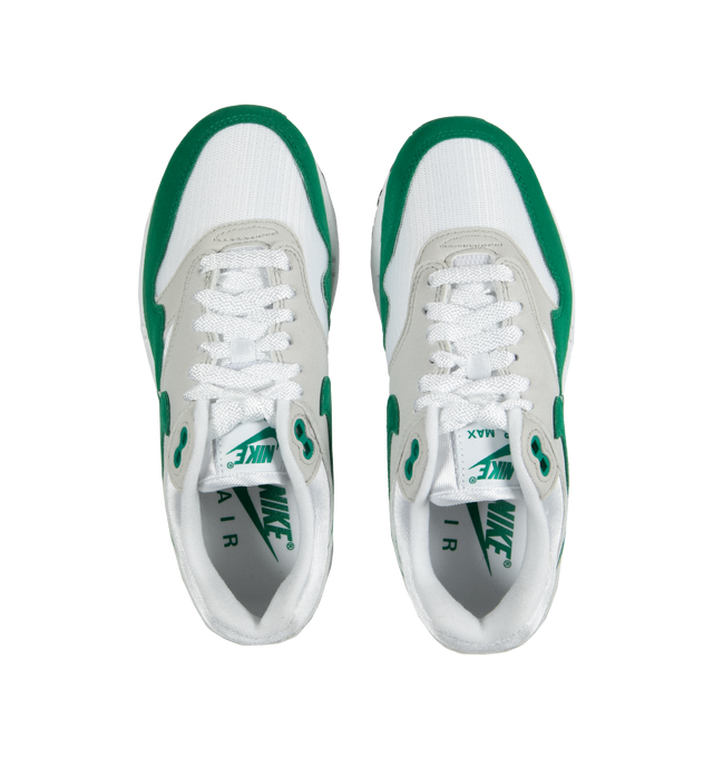 Image 5 of 5 - GREEN - NIKE Air Max 1 featuring mixed materials, visible Max Air unit, padded, low-cut collar, wavy mudguard and pill-shaped Nike Air window and rubber outsole. 