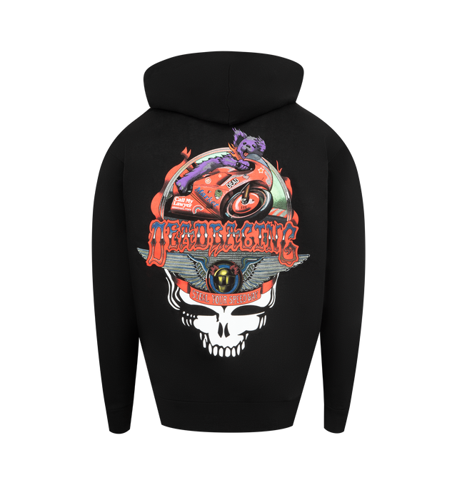 Image 2 of 2 - BLACK - MARKET X GD Stealie Moto Bear Hoodie featuring hoodie design, front and back graphic detail, kangaroo pocket and jersey fabric with fleece lining. Cotton. 