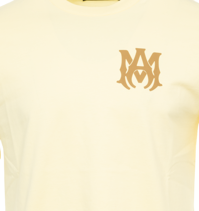 Image 3 of 4 - YELLOW - AMIRI MA Logo T-Shirt featuring monogram print at the chest, logo print to the rear, textured finish to the print, crew neck, short sleeves and straight hem. 100% cotton.  