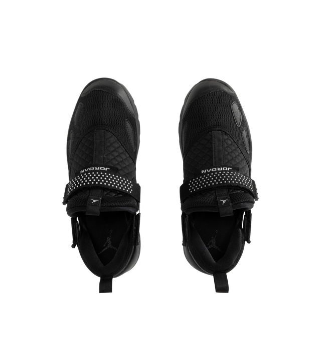 Image 5 of 5 - BLACK - JORDAN Trunner LX Sneaker featuring a forefoot strap for an adjustable fit, synthetic leather mixed with canvas and airy knits, chunky foam midsole, rubber outsole and reflective design details. 