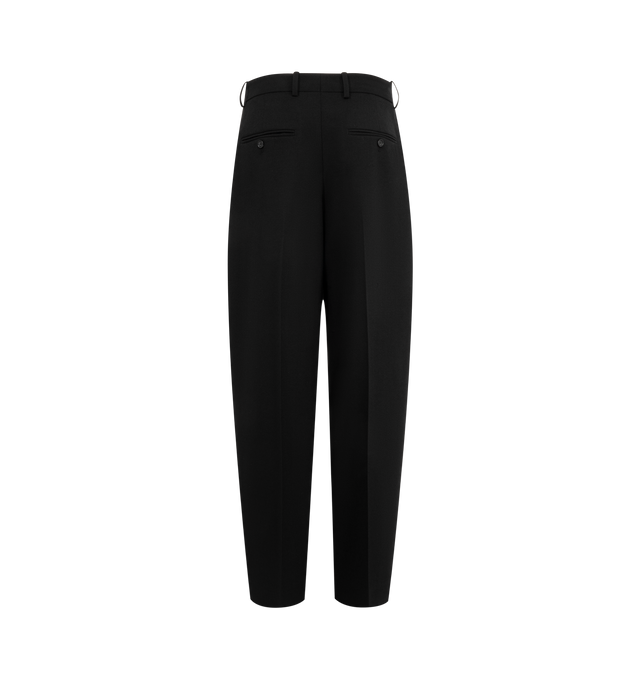 Image 2 of 2 - BLACK - Toteme trousers with a wide, straight silhouette that tapers gently towards the hem. They are tailored from a structured wool blend with a structured waistband, dropped rise, and a clean front with precise darting. Featuring belt loops, side and back pockets, zipper fly. 94% wool, 6% polyamide. Made in Portugal. 