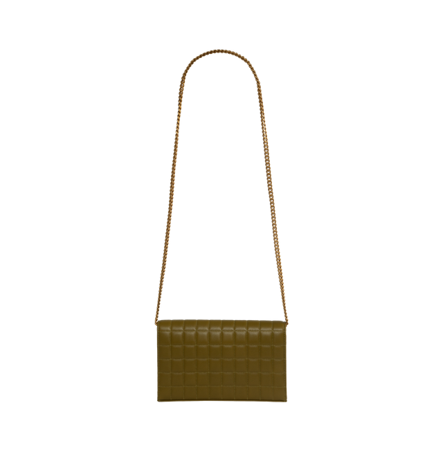 Image 2 of 3 - GREEN - SAINT LAURENT Chain Wallet in quilted leather featuring the cassandre carre-quilted overstitching and a removable shoulder strap. 9 X 5.5 X 1.1 inches. Strap drop: 47cm. 100% lambskin. Made in Italy. 