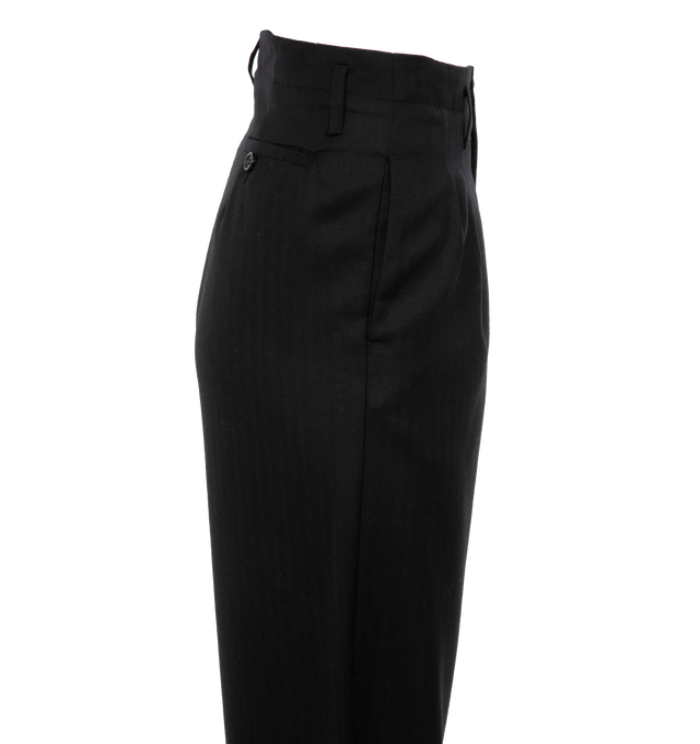 Image 3 of 4 - BLACK - BODE Ripple Trousers featuring a mid-rise, button zip closure, side pockets, back welt pockets and a wide leg. 100% wool. Made in Portugal. 