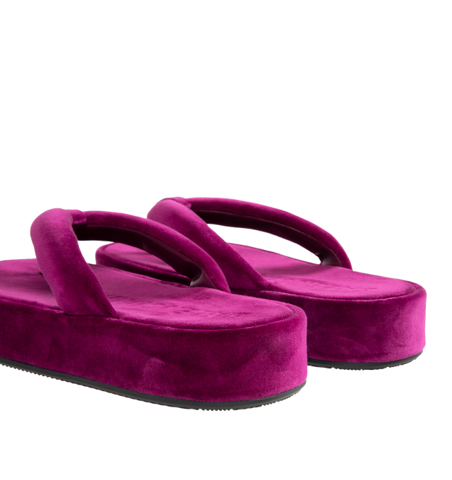 Image 3 of 4 - PURPLE - BALENCIAGA Jet Lag Thong featuring cotton, viscose and elastane, thong sandal, rounded toe, 50mm platform height, padded upper, Balenciaga logo embroidered on the upper of the right foot, Balenciaga logo debossed on the insole, tone-on-tone sole and black outsole. Upper: cotton, viscose, elastane. Sole: TPU. Insole: cotton, viscose, elastane. Made in Italy. 