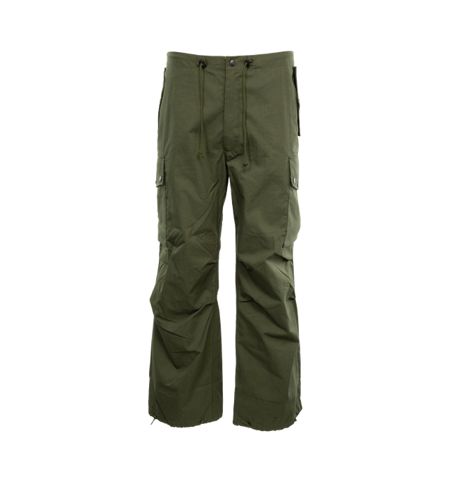 Image 1 of 4 - GREEN - NEEDLES Field Pants featuring drawcord waist and hem, flapped pockets, darting along the knee and five pockets. 100% cotton. Made in Japan. 