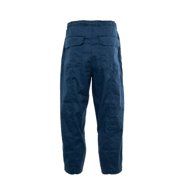 Image 2 of 4 - BLUE - BARENA VENEZIA Linen-blend trousers have a relaxed, coastal feel crafted from a linen and cotton blend, featuring a contrast drawstring fastening, close-fit waist, relaxed-fit leg, front patch pockets and rear flap pockets. 55% linen, 43% cotton, 2% elastane. Made in Italy. 