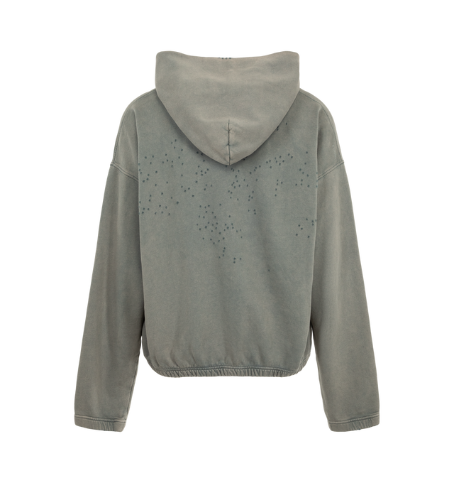 Image 2 of 2 - GREY - Satisfy Men's MothTech Hoodie is crafted from organic cotton and features signature MothTech laser-cut perforations for targeted airflow. Designed for comfort and freedom of movement, it is finished with elasticized cuffs and hem, a pouch pocket with a mini S-Carabiner for keys, and a detachable external care label. Main Material: 100% Organic cotton.  