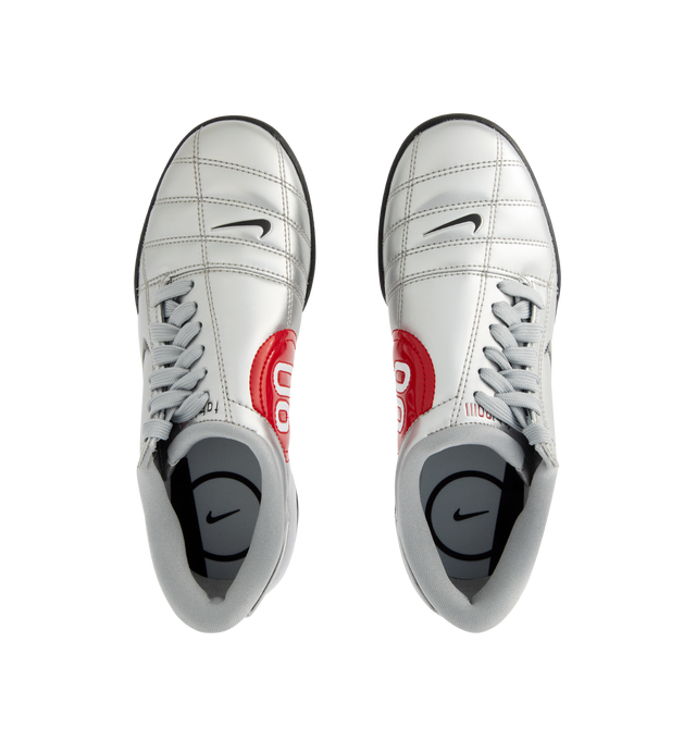 Image 5 of 5 - SILVER - NIKE Total 90 Sneaker featuring original quilted upper, asymmetrical lacing, synthetic leather upper with Total 90 logos on each side, padded collar and flat rubber outsole.  
