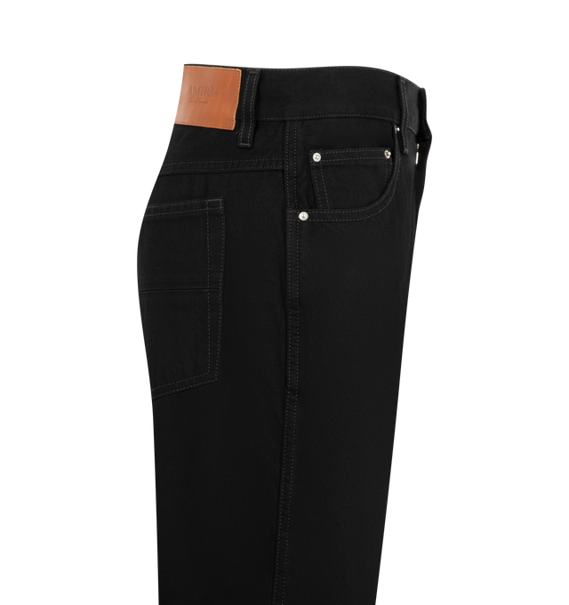Image 3 of 3 - BLACK - Amiri Men's MA Wide Leg Black Denim Jeans are crafted from cotton denim and feature a wide leg silhouette with a classic five-pocket design and timeless black wash. These designer jeans combine modern proportions with everyday versatility for elevated casual wear. Main Material: 100% Cotton. Made in Romania. 