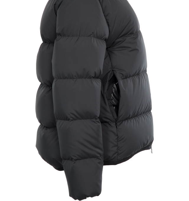 Image 3 of 4 - BLACK - MONCLER Abbadia Jacket featuring two-way zipped front closure, zipped pockets, stand collar and elastic hem and cuffs. 100% polyester. Filling: 90% down, 10% feathers. 