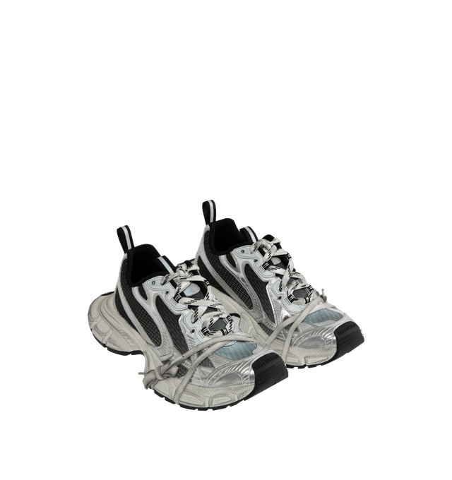 Image 2 of 5 - GREY - BALENCIAGA 3XL Toe Spray Sneaker featuring lace-up front, dynamic sole design with an augmented back to propel feet forward and allover worn-in effect. Mesh and nylon upper with rubber sole.  