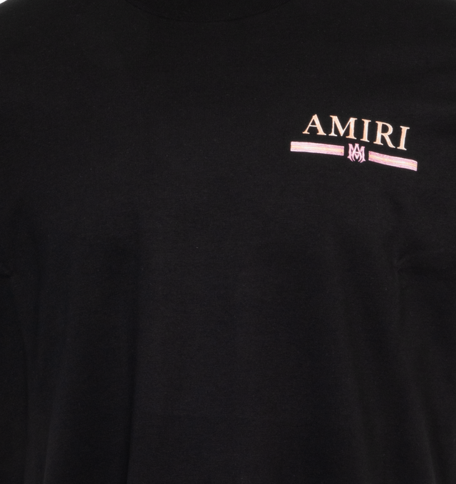 Image 3 of 4 - BLACK - AMIRI MA Watercolor Bar Tee featuring logo print at the chest, logo print to the rear, crew neck, short sleeves and straight hem. 100% cotton.  
