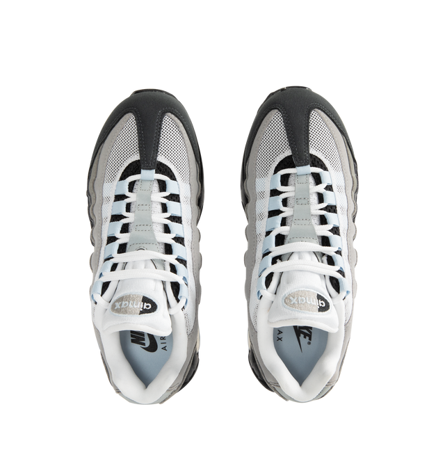 Image 5 of 5 - MULTI - Nike Womens Air Max 95 Og Sneakers feature a mixed-material upper with textile and synthetic leather overlays inspired by human anatomy. Designed with visible Max Air cushioning, a foam midsole, flex grooves for natural movement, lace-up closure, and a durable rubber outsole. Upper: Textile and Synthetic Leather; Midsole: Foam with Max Air Cushioning; Outsole: Rubber. Imported 