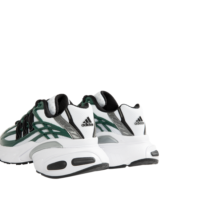 Image 3 of 5 - GREEN - Adidas Adistar XLG 2.0 Sneakers feature a Cloud White, Core Black, and Collegiate Green textile upper with an RPU-molded cage, reflective details, signature 3-Stripes, and a regular fit. A lace-up closure, textile lining and insole, responsive Adiprene heel cushioning, and a durable Adiwear outsole complete the design. Upper: Textile and Other Materials. Lining and Insole: Textile. Sole: Other Materials. Imported. 