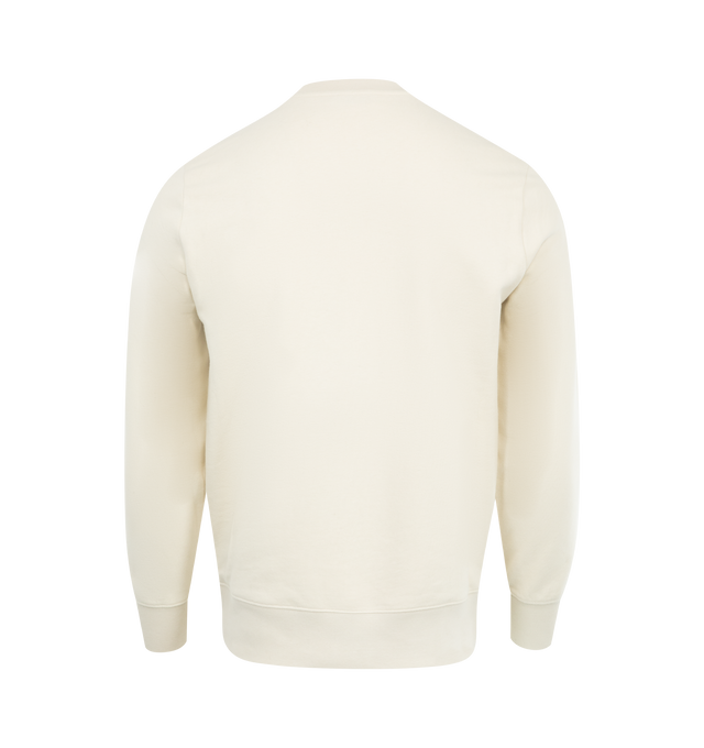 Image 2 of 3 - WHITE - Moncler Logo Applique Jumper has a crew neck, an applique logo, and ribbed trims. 87% cotton, 13% cashmere.  