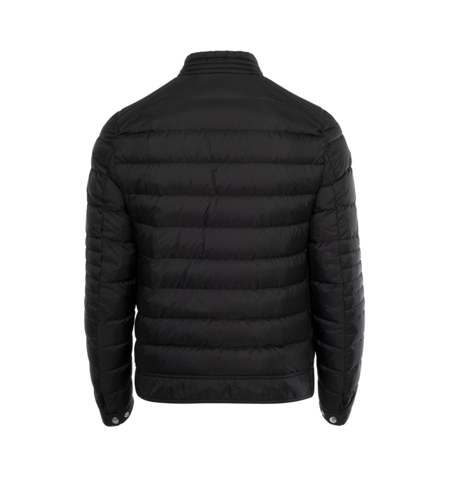 BLACK - MONCLER Amiot Biker Jacket featuring rainwear lining, down-filled, zipper closure, collar and cuffs with snap button closure and zipped external and internal pockets. 100% polyamide/nylon. Padding: 90% down, 10% feather. 