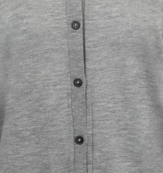 Image 3 of 3 - GREY - The Row Battersea Cardigan has a round neck, a button up front, and ribbed trims. 100% cashmere.  