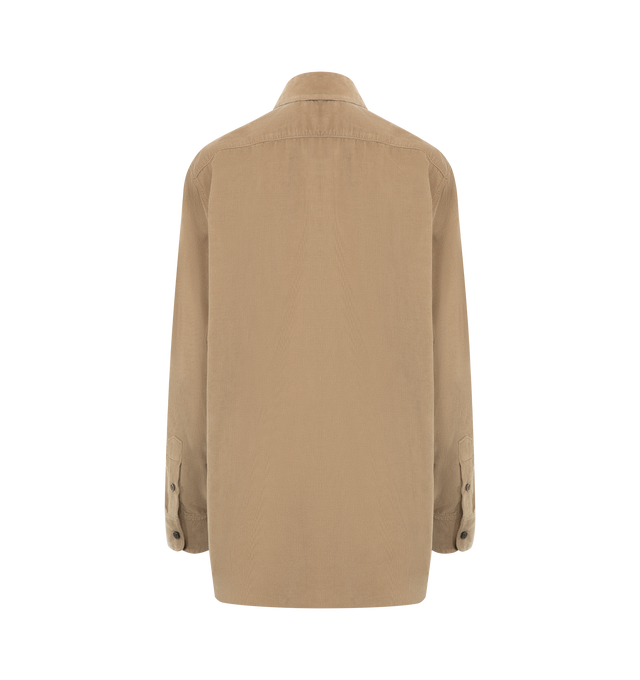 Image 2 of 2 - BROWN - THE ROW Sisilia Shirt featuring front button closure, button cuffs, midweight poplin fabric, collar and long sleeves. 100% cotton. Made in Italy. 