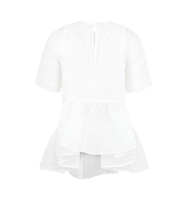 Image 2 of 2 - WHITE - CECILIE BAHNSEN Susi Top featuring sculptural silhouette, lightweight, cut from an airy nimbus matelass, peplum, lined at the bodice, narrow shoulders, a rounded neckline and a delicate bow in the back. 44% cotton, 33% polyamide, 23% polyester. Lining: 95% viscose, 5% elastane. 