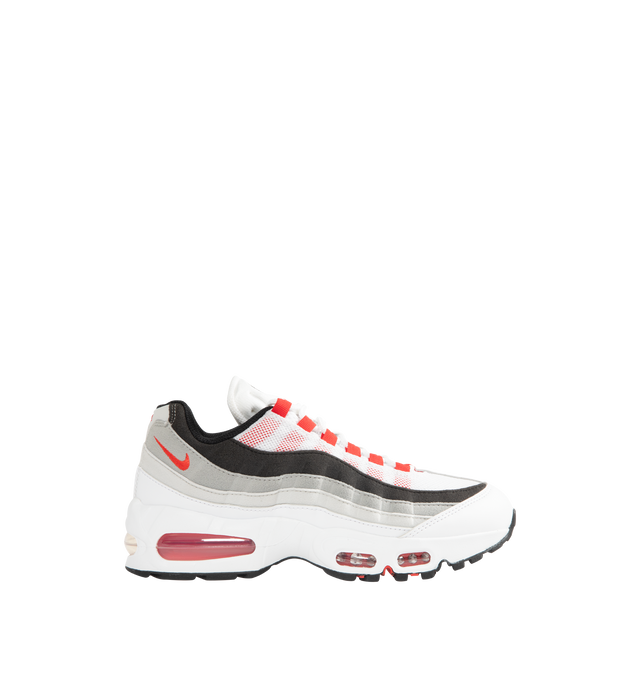 Image 1 of 5 - WHITE - NIKE Air Max 95 Big Bubble Premium Sneaker featuring visible Max Air cushioning, flex grooves in the midsole and outsole, foam midsole and rubber outsole. 