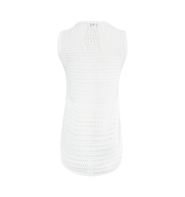 Image 2 of 2 - WHITE - ALAIA Waffle Dress featuring textured knit, round neck and unlined. 75% viscose, 25% polyester. Trim: 68% viscose, 23% polyester, 8% polyamide, 1% elastane. Made in Italy. 