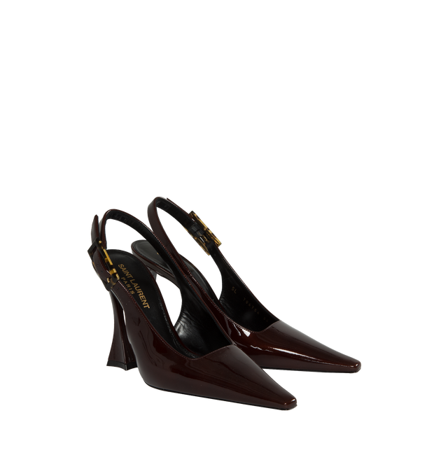 Image 2 of 4 - RED - SAINT LAURENT Dune Slingback Pump featuring low square cut vamp, flared heel, adjustable slingback strap and leather sole. 4.3 inch heel. Calfskin leather. 