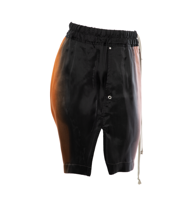 Image 3 of 4 - MULTI - RICK OWENS Bela Boxers featuring above the knee, loose fit, elastic waistband with drawstring, exposed center zipper with two snap detail at bottom, side pockets and splits in the hem at side seams. 100% cupro. 