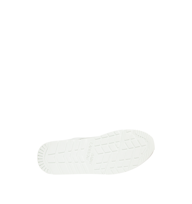 Image 4 of 5 - WHITE - SAINT LAURENT Bump Sneakers in smooth leather and suede featuring low-top, drawstring laced sneakers with a rubber SAINT LAURENT signature on the tongue and back tab. Calfskin, rubber. Made in Italy. 