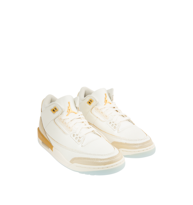 Image 2 of 5 - WHITE - JORDAN Air Jordan 3 Retro Sneaker featuring suede overlays, leather upper, Nike Air technology that absorbs impact for cushioning, soft foam midsole and rubber outsole. 