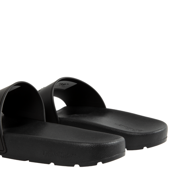 Image 3 of 4 - BLACK - OFF-WHITE Bookish Gradient Sliders featuring open toe, logo-embossed strap at vamp, logo printed at molded footbed and treaded rubber sole. Upper: leather. Sole: rubber. Made in Italy. 