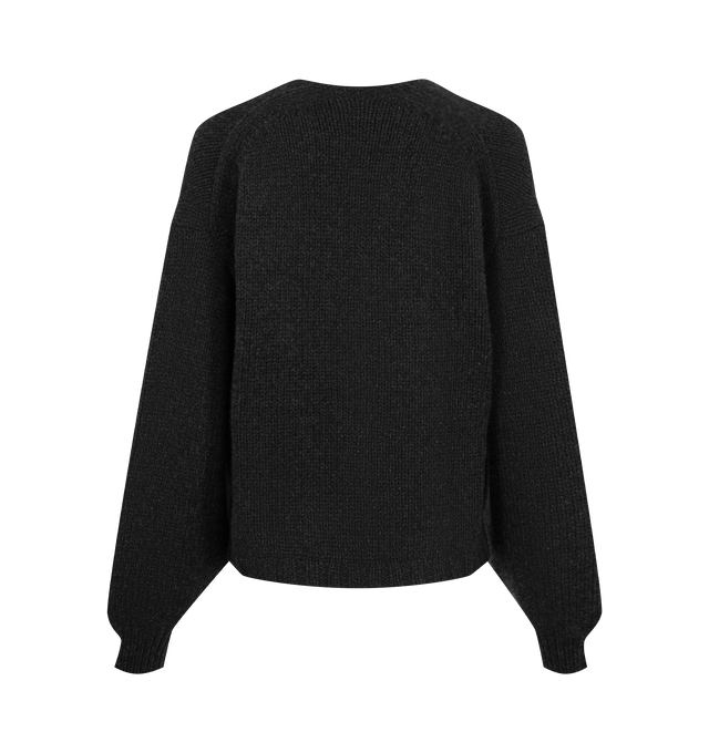 Image 2 of 2 - BLACK - Khaite Womens Axel Cardigan is crafted from dense heritage cashmere. Features a slightly cropped silhouette, deep V-neckline, button-front closure, long sleeves, and ribbed trims. Main Material: 100% Cashmere. Made in Mongolia. 