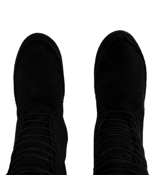 Image 4 of 4 - BLACK - THE ROW Tyler lace-up calf high boot in shearling-lined suede with waxed cotton laces, zipper closure at the back and rubberized sole. 100% leather. Made in Italy. 