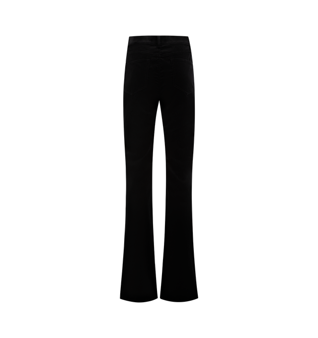 Image 2 of 3 - BLACK - NILI LOTAN Joan Velvet Pant featuring high-rise, slim straight leg pant in velvet, fitted through hips, five pocket details, zip fly, shank closure and belt loops. 98% cotton, 2% elastane. Made in USA. 