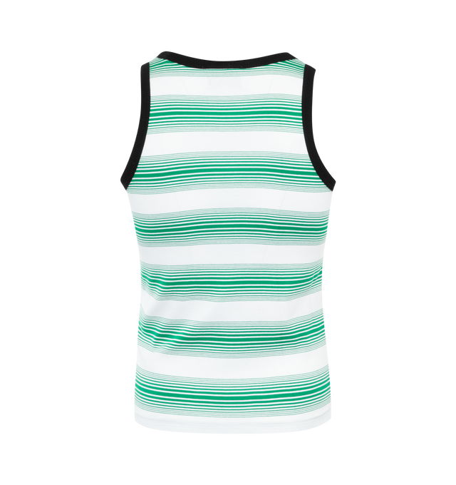 Image 2 of 2 - GREEN - CASABLANCA Logo Stripe Ringer Tank Top featuring Casablanca diamond logo patch at the front, round neck, sleeveless and pulls over. 100% cotton. Made in Portugal. 