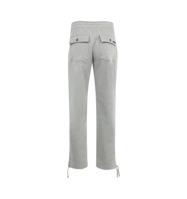 Image 2 of 3 - GREY - Noah Fatigue Sweatpants have a drawstring waistband and cuffs, front patch pockets, and back button-flap patch pockets. 100% cotton. Made in Canada.  