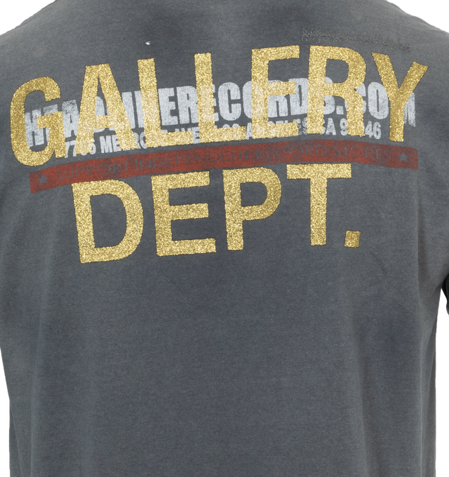 Image 4 of 4 - BLACK - GALLERY DEPT. Headline Records Tee featuring boxy fit, crew neckline, short sleeves, straight hem and screen-printed branding. 100% cotton. 