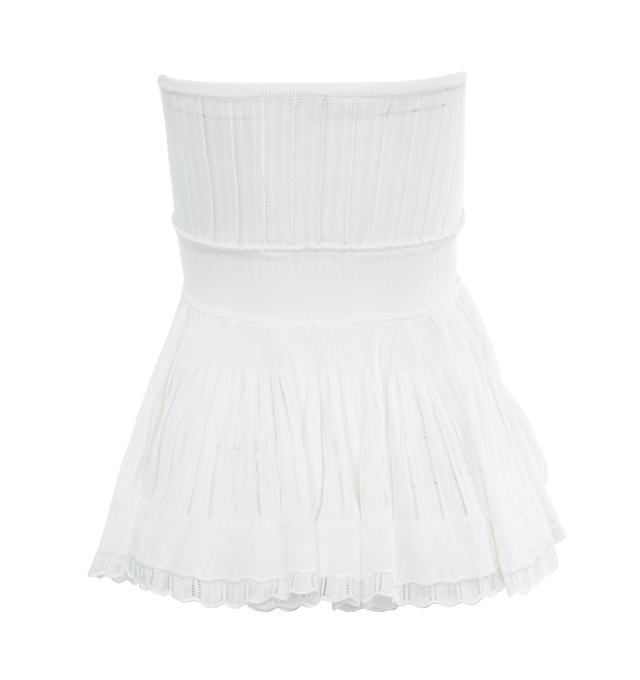 Image 2 of 4 - WHITE - ALAIA Crinoline Top featuring detachable spaghetti straps, square or bustier neckline and cinched at the waist by a ribbed band. 100% viscose. Made in Italy. 