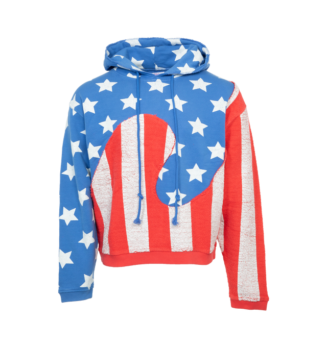 MULTI - ERL UNISEX STARS AND STRIPES SWIRL HOODIE KNIT is made from cotton-jersey with a loopback finish on the stripes and is distressed all over. The hood is appliqu�d with a lowercase 'e'. 100% cotton.