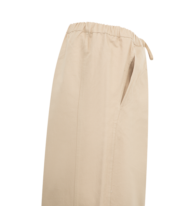 Image 3 of 3 - BROWN - DEIJI STUDIOS Drawcord Trousers featuring wide-leg organic cotton canvas trousers, drawstring at elasticized waistband and cuffs, two-pocket styling and pleats at front. 100% organic cotton. 