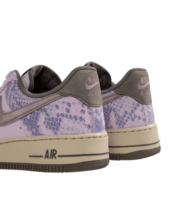 Image 3 of 6 - PURPLE - NIKE Air Force 1 '07 LV8 Sneaker featuring suede swoosh logo, padded collar, foam midsole, premium leather with a textured snake print upper and rubber outsole. 