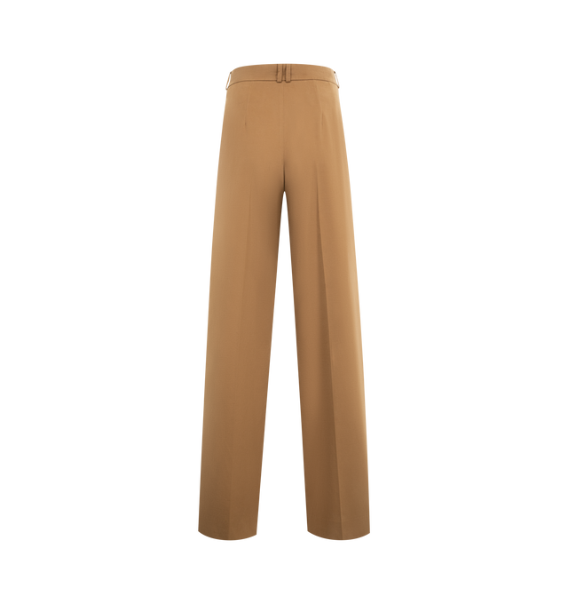 Image 2 of 3 - BROWN - THE ROW Igor Pant in Cotton and Cashmere featuring low-rise trouser in cotton and cashmere gabardine with wide straight leg, front double pleats, and slanted side pockets. 95% cotton, 5% cashmere. Lined in 65% polyester, 35% cotton. Made in Italy. 