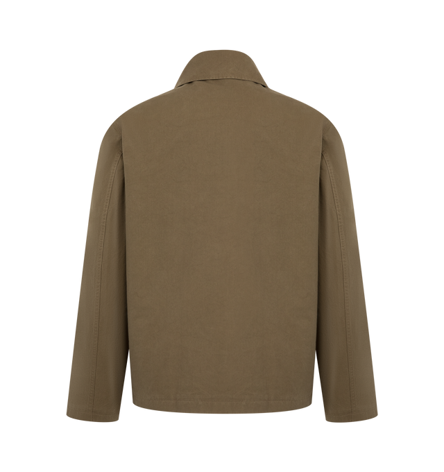 Image 2 of 4 - BROWN - The Row Rafi Jacket is crafted from classic English cotton Mackintosh fabric and features a clean, straight silhouette with wrist-length sleeves. Developed without a waxed finish, the fabric is fully waterproof, including along the seams, offering functional weather protection while maintaining The Row's refined, minimalist aesthetic. Finished with a polyamide and cotton lining for added structure and comfort. Main Material: 100% Cotton. Lining: 100% Polyamide, 100% Cotton. Fit: Strai 