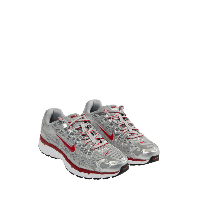 Image 2 of 5 - SILVER - NIKE P-6000 Sneaker featuring breathable mesh has real and synthetic leather overlays, foam midsole, no-slip grip, full rubber outsole, tongue webbing with "Bowerman Series" branding, Nike logo on tongue tab and molded synthetic leather Swoosh design. 