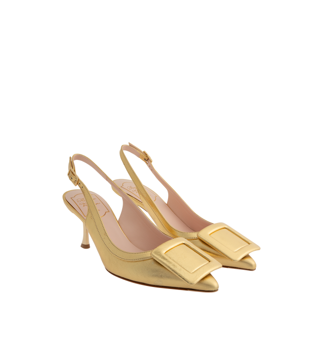 Image 2 of 4 - NEUTRAL - Roger Vivier Viv in The City Pumps are a slingback style with pointed toes and an adjustable buckle fastening.  