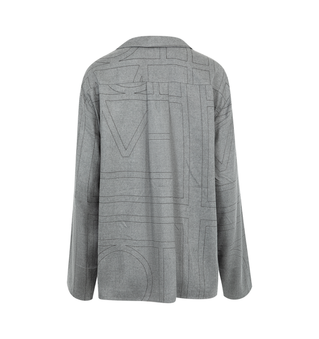 Image 2 of 2 - GREY - TOTEME PJ top made from lightweight modal flannel embroidered with a fine monogram pattern in tonal thread. It is shaped to a relaxed silhouette with a lapel collar and spacious long sleeves and fastens with mother-of-pearl buttons. 100% modal. 