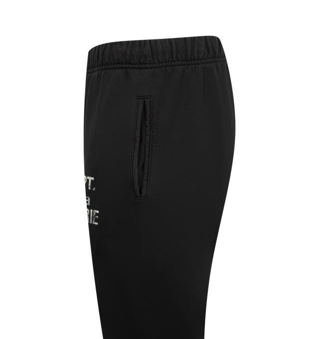 Image 3 of 3 - BLACK - GALLERY DEPT. Logo Sweatpant featuring cotton-jersey jogging bottoms, relaxed fit, elasticated drawstring waistband, two side slip pockets, French logo typographic print at front, bootcut leg and jersey texture. 100% cotton. Made in USA. 