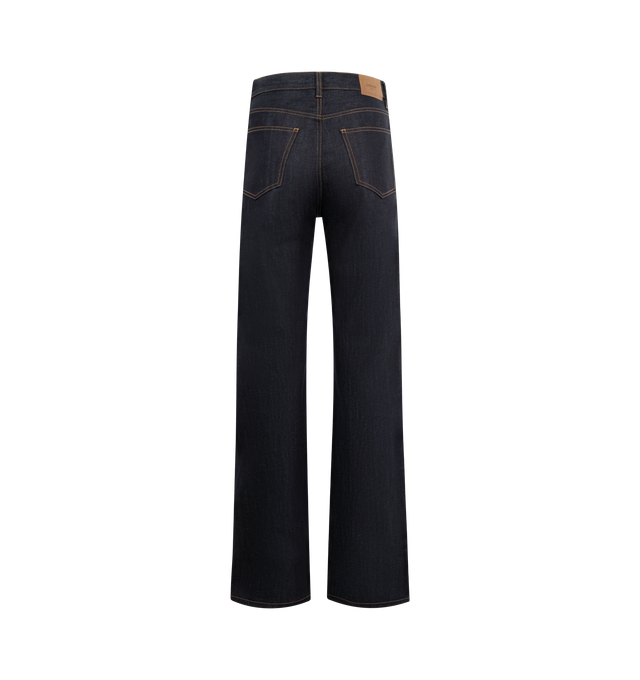 Image 2 of 3 - NAVY - SAINT LAURENT Mid Straight Baggy Jeans featuring button closure and button fly, five pocket jeans, waistband with belt loops and Saint Laurent jacron. 100% cotton. 