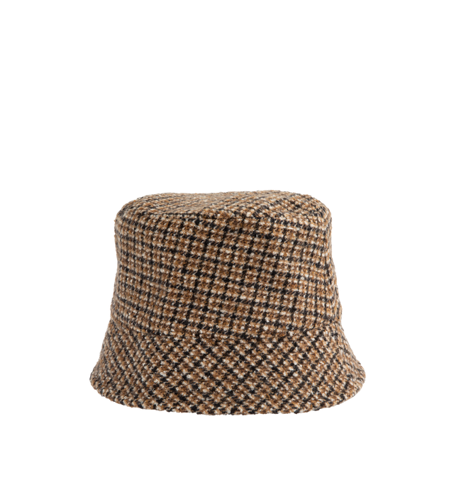 Image 2 of 2 - BROWN - MONCLER Bucket Hat featuring logo patch, tweed textile and lined. 