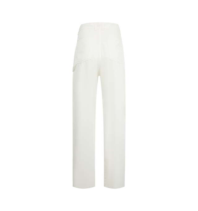 Image 2 of 3 - WHITE - THE ROW Sharka Pant in Cotton and Cashmere featuring mid-rise cargo pant in soft cotton and cashmere gabardine with straight leg, painter's loop detail and side slash pockets. 95% cotton, 5% cashmere. Lined in 100% cotton. Made in Italy. 